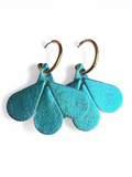 Boucles Isalie Bleu Nuancé Maison Alba – 4 empiècements cuir français, créoles acier inoxydable