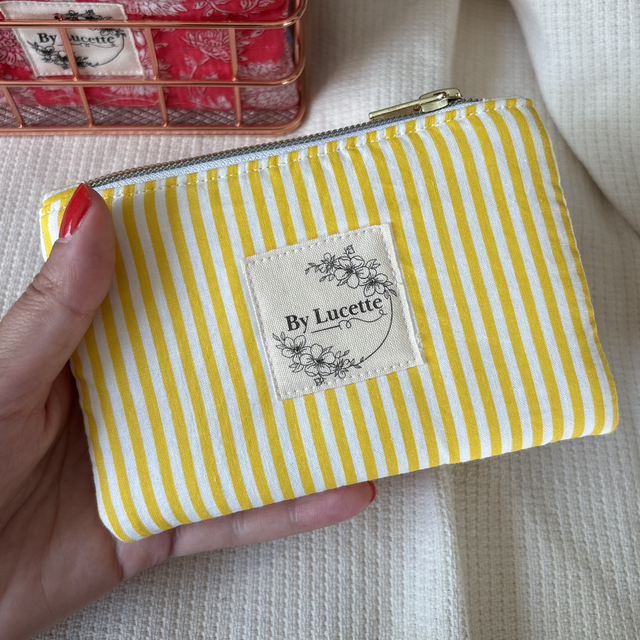Mini trousse rayée jaune