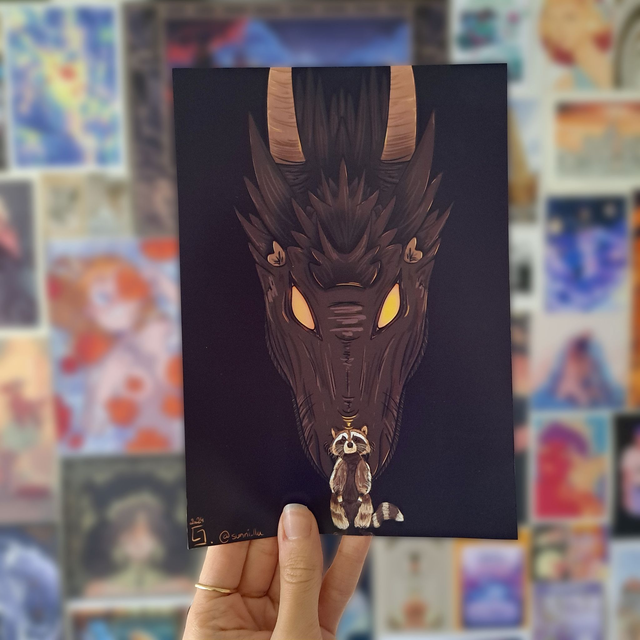 Print Carré Dragon & Raccoon - sunni.llu