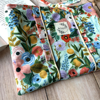 Pochette à livre fleurs vert grand modèle