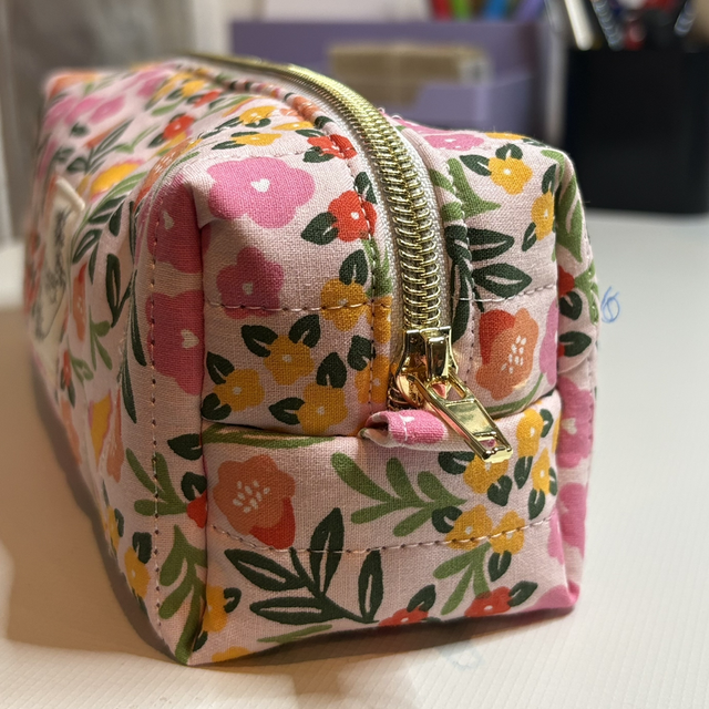 Trousse à crayons fleurs jaune