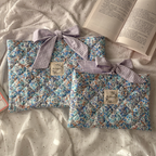 Pochette à livre fleurs bleue grand modèle