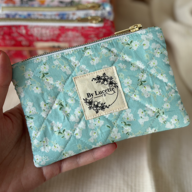 Mini trousse fleurs bleue
