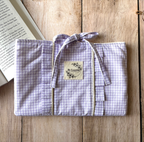 Pochette à livre vichy lilas petit modèle