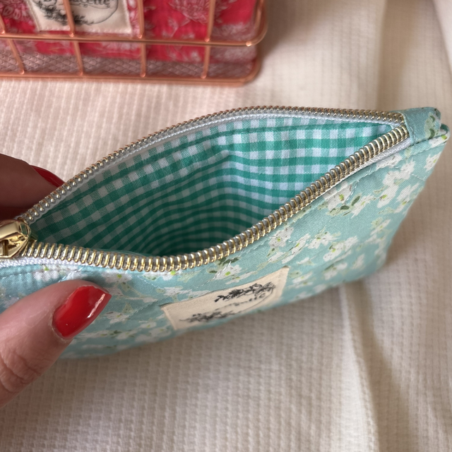 Mini trousse fleurs bleue