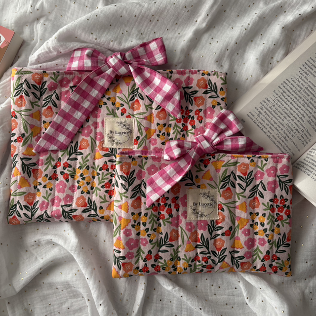 Pochette à livre fleurs jaune petit modèle