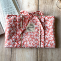 Pochette à livre fleurs corail petit modèle