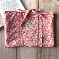 Pochette à livre fleurs corail grand modèle