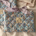 Pochette à livre fleurs bleue petit modèle