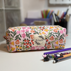 Trousse à crayons fleurs jaune
