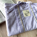Pochette à livre vichy lilas petit modèle