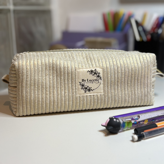 Trousse à crayons velours doré