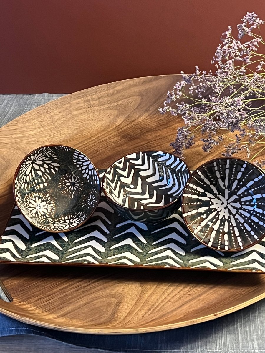 MINNEZAPOLIS set apéritif : plateau et 3 coupelles