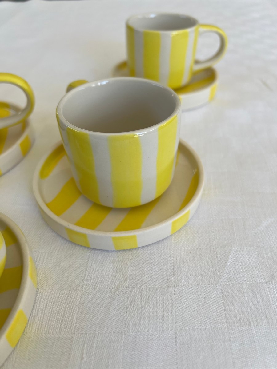 STRIPE Tasse et sous tasse jaune