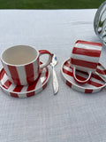 STRIPE Tasse et sous tasse rouge