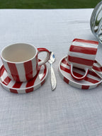 STRIPE Tasse et sous tasse rouge