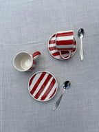 STRIPE Tasse et sous tasse rouge