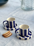STRIPE Tasse et sous tasse bleu