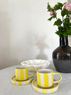 STRIPE Tasse et sous tasse jaune