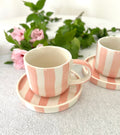 STRIPE Tasse et sous tasse rose