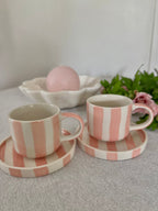 STRIPE Tasse et sous tasse rose