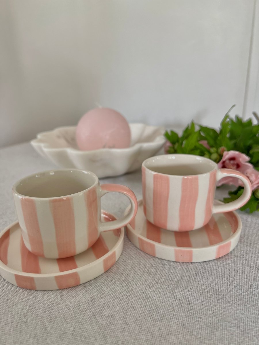 STRIPE Tasse et sous tasse rose