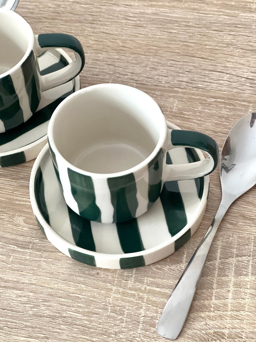 STRIPE Tasse et sous tasse vert