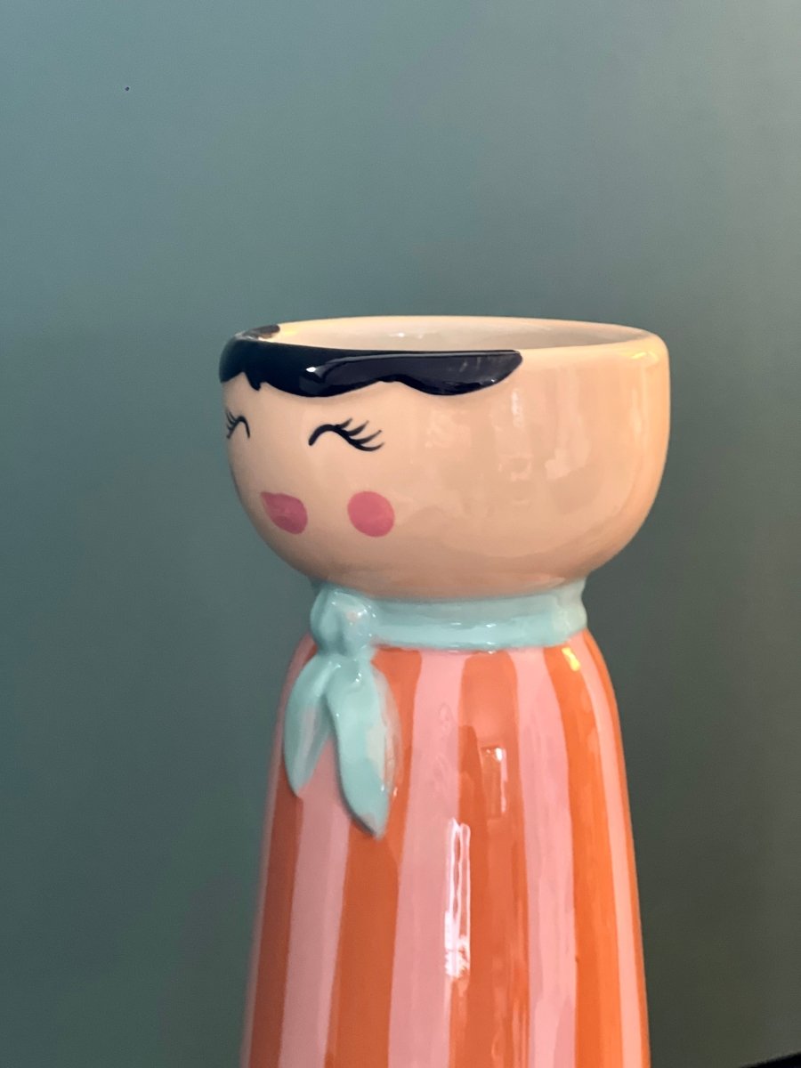 Vase personnage MISS rayé orange - B&Inside