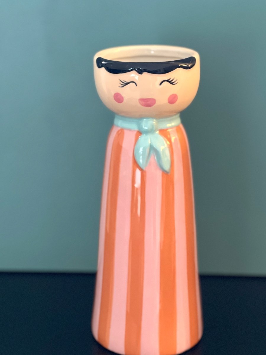 Vase personnage MISS rayé orange - B&Inside