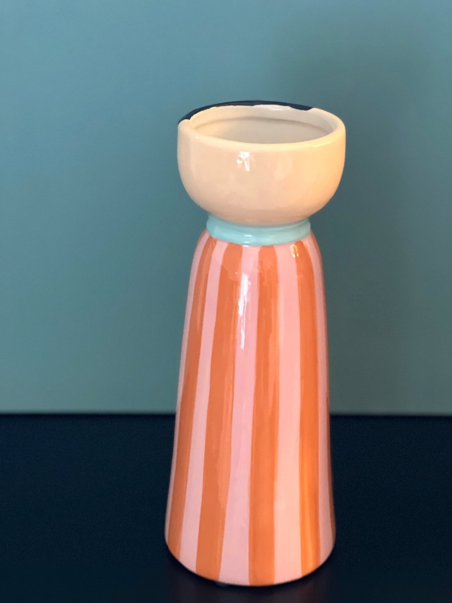 Vase personnage MISS rayé orange - B&Inside