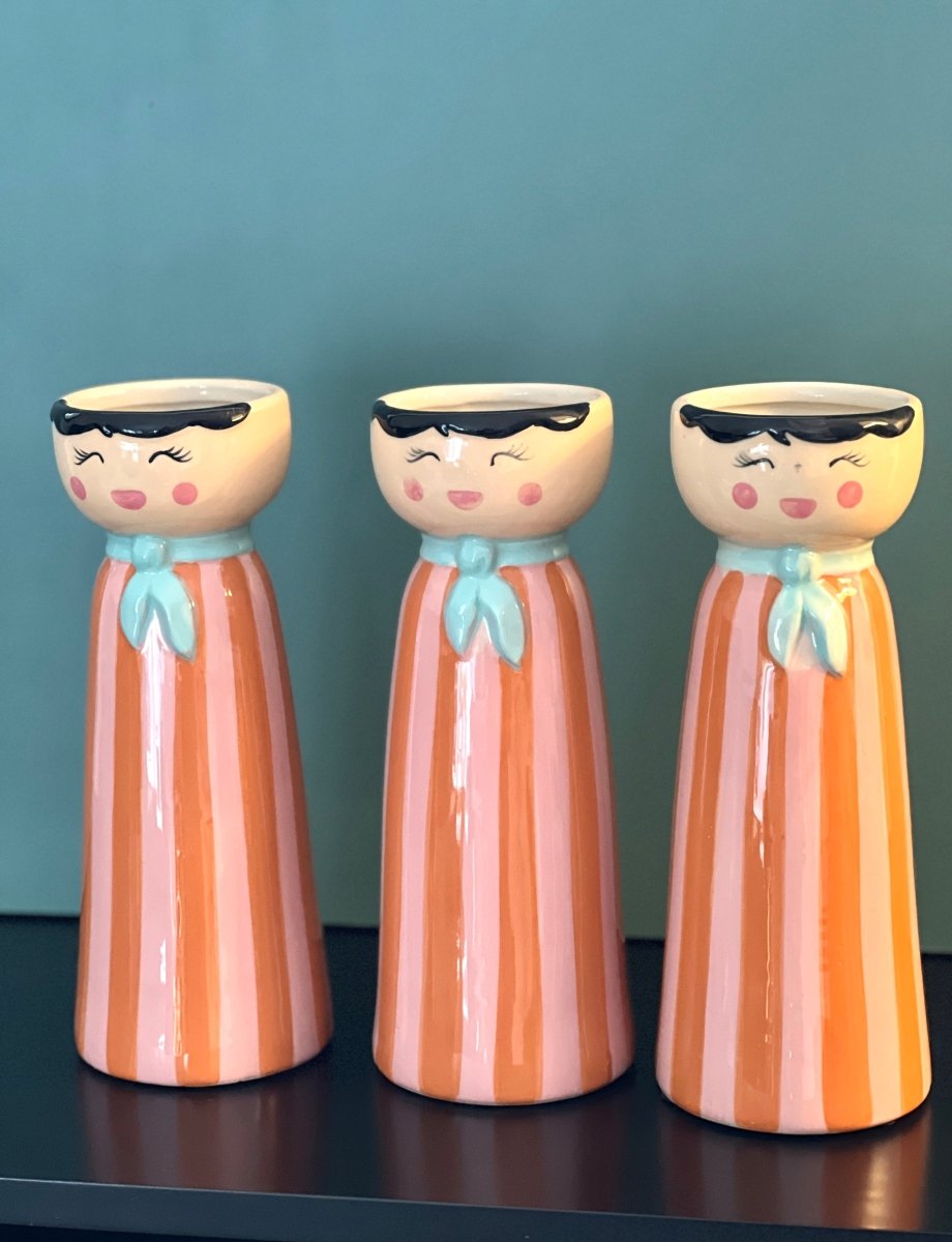 Vase personnage MISS rayé orange - B&Inside