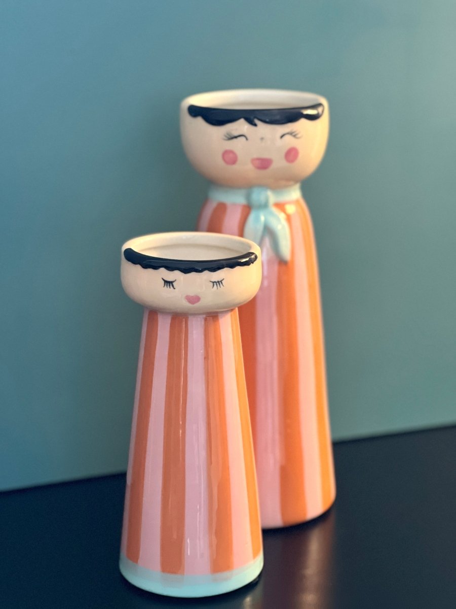 Vase personnage MISS rayé orange - B&Inside