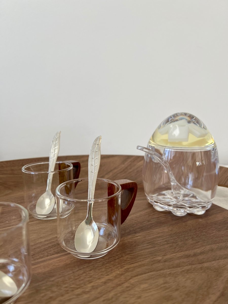 ZALIA tasse à café en verre avec anse en bois